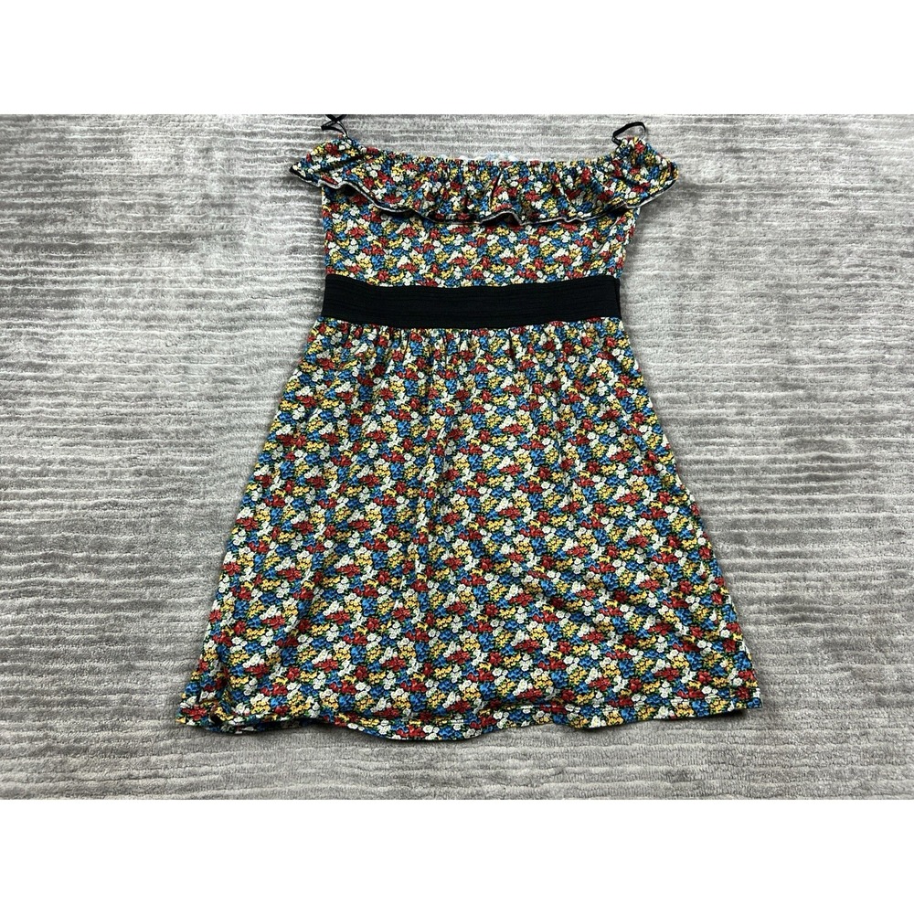 Forever 21 Dress Women Small Multicolor Floral Strapless Ruffle Mini Fit Flare